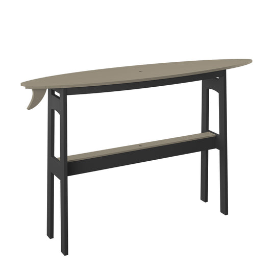 Polybird - Surfboard 72" Table Bar Height Weatherwood And Black - P88-B-WW-BK view 1
