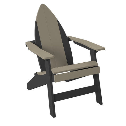 Polybird - Surfboard Adirondack-Nose Chair Weatherwood And Black - P81-WW-BK view 1