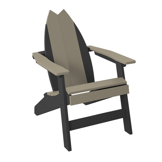Polybird - Surfboard Adirondack-Tail Chair Weatherwood And Black - P80-WW-BK view 1