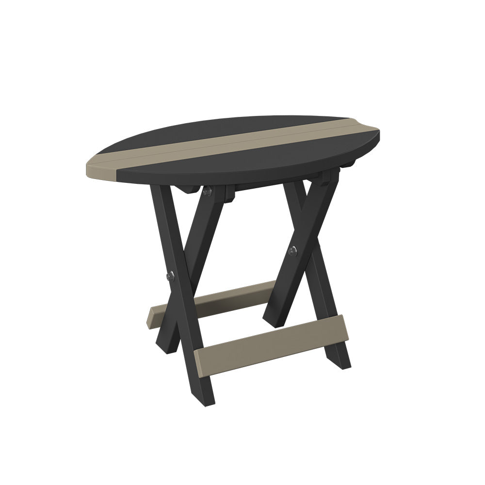 Polybird - Surfboard Folding End Table Weatherwood And Black - P89-WW-BK view 1