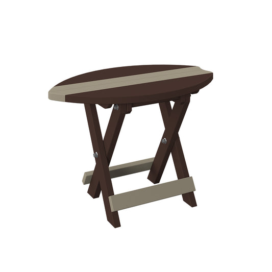 Polybird - Surfboard Folding End Table Weatherwood And Tudor Brown - P89-WW-TB view 1