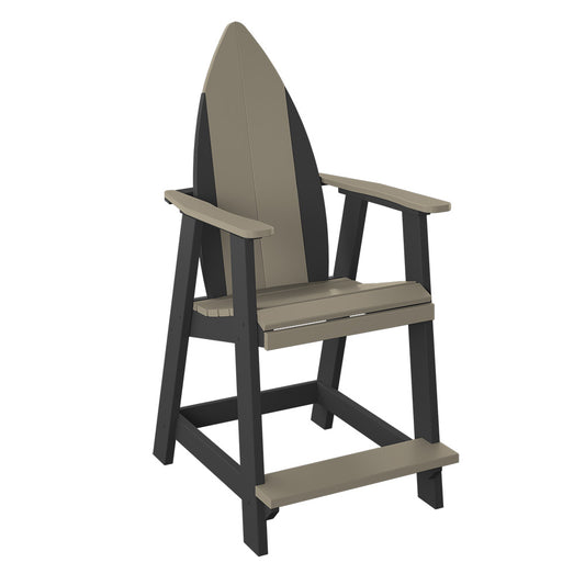 Polybird - Surfboard Nose Balcony Chair Weatherwood And Black - P83-WW-BK view 1