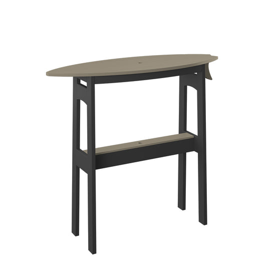 Polybird - Surfboard Table 48" Bar Height Weatherwood And Black - P87-B-WW-BK view 1