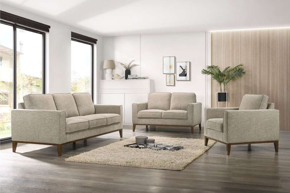 Porter Designs -  Annie Wood Trim Loveseat, Cream - 01-216-02-3039 veiw 2