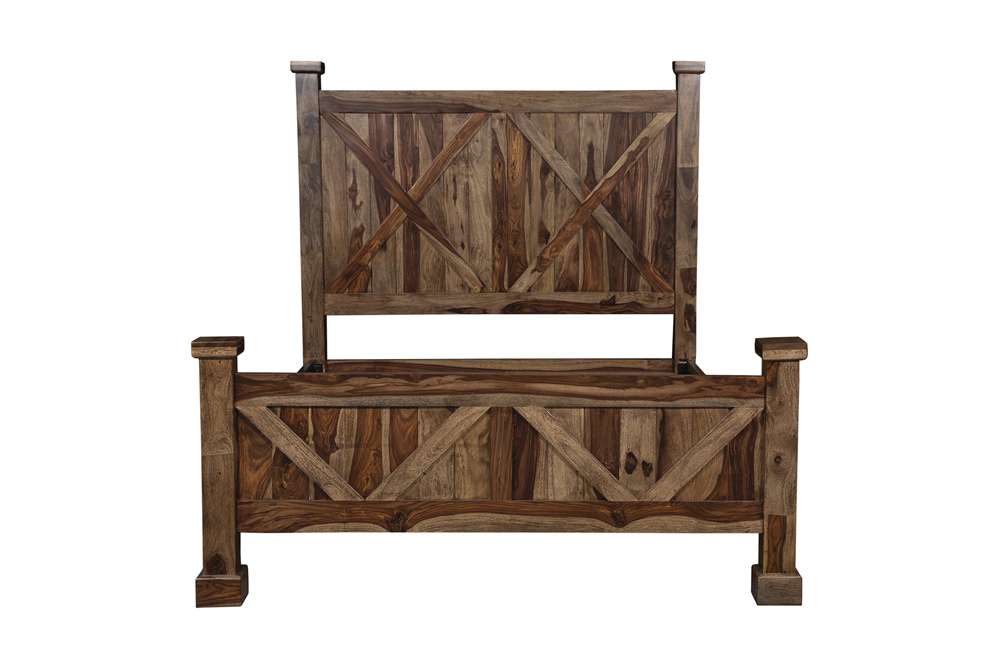 Porter Designs - Crossroads Solid Sheesham Wood Queen Bed, Brown - 04-196-14-C01H-KIT veiw 2