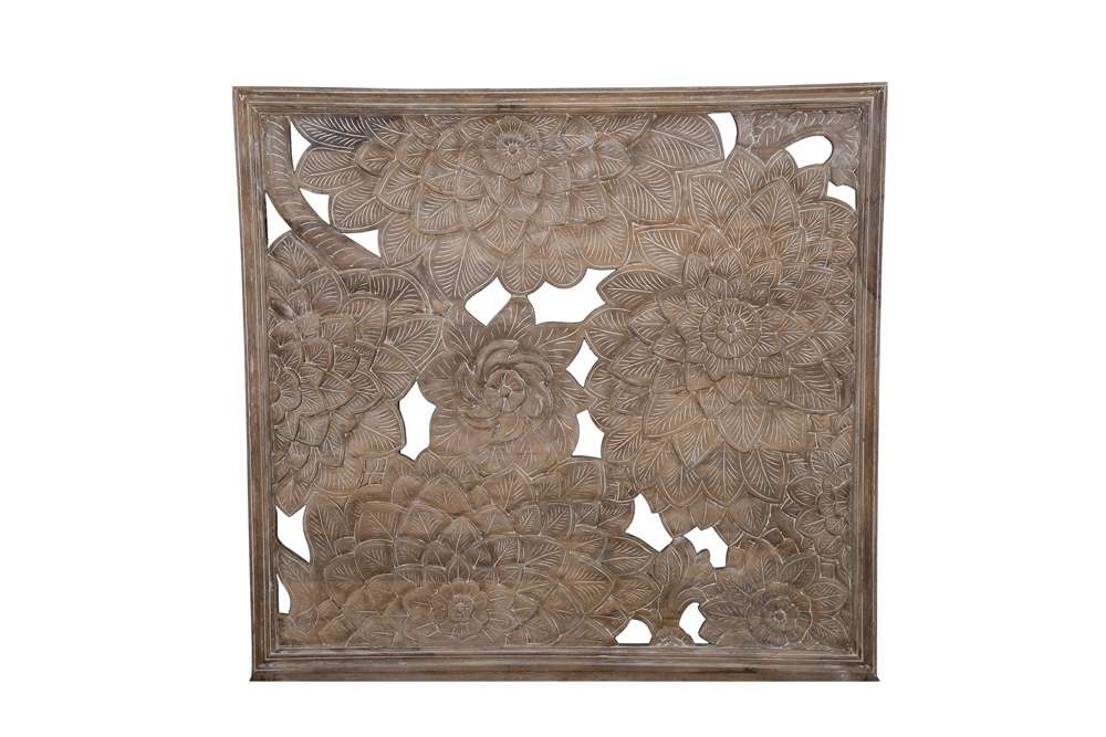 Porter Designs - Dahlia Hand Carved Motif Queen Bed, Brown - 04-196-03B-8436-KIT veiw 5