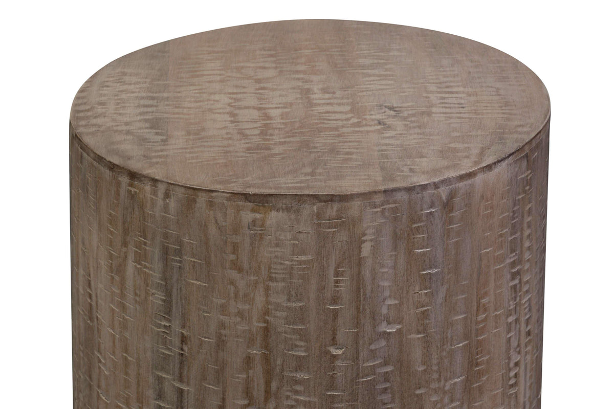 Porter Designs - Drum Gray Wash Mango Wood End Table, Gray - 05-108-07-7002 view 4