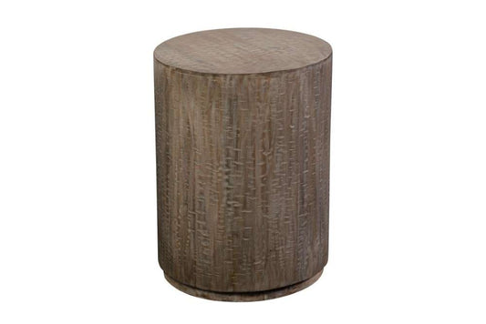 Porter Designs -  Drum Gray Wash Mango Wood End Table, Gray - 05-108-07-7002 veiw 1