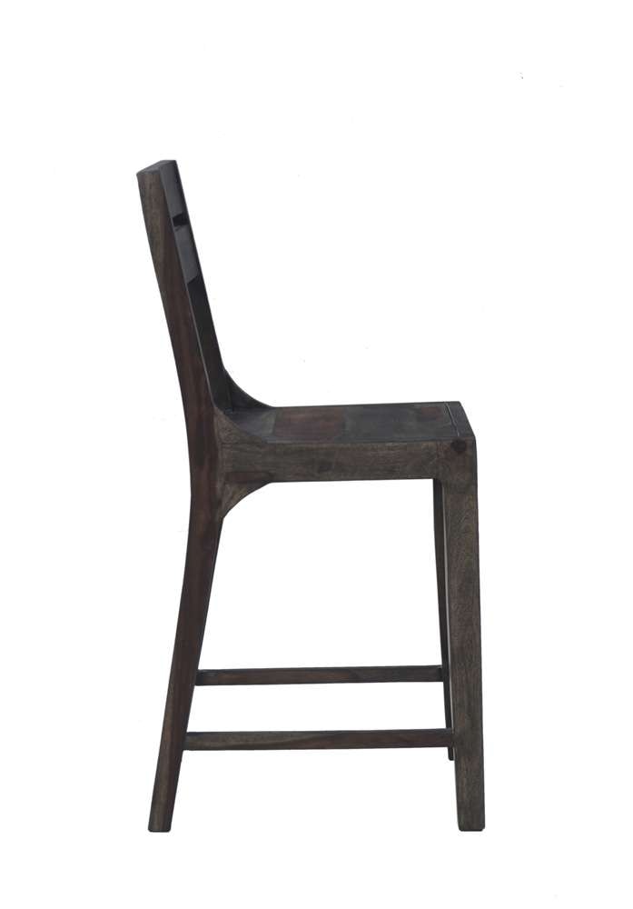 Porter Designs - Fall River Solid Sheesham Wood 24in Counter Height Dining Chair, Gray - 07-117-11-1404O veiw 3