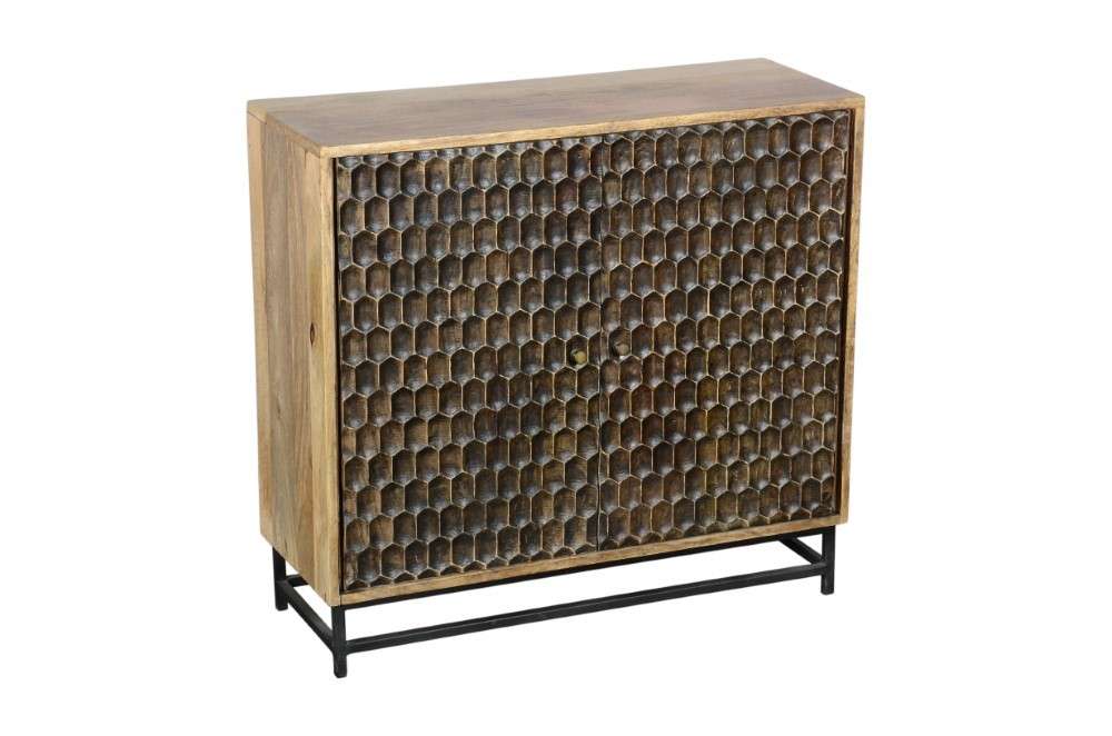 Porter Designs -  Honeycomb Solid Mango Wood Two Door Cabinet, Brown - 05-182-31-52007A veiw 1