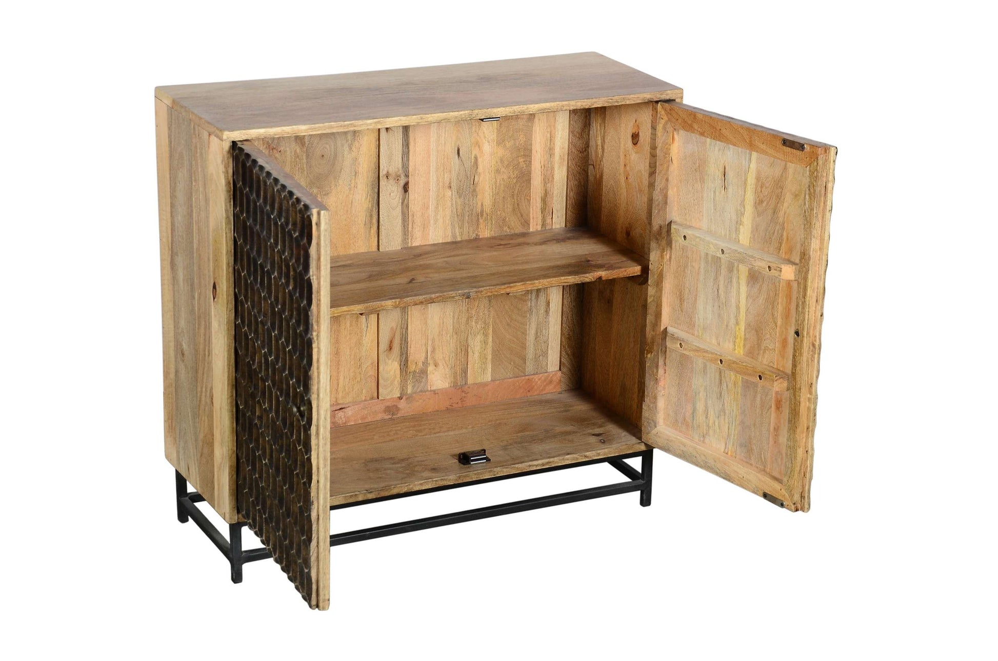 Porter Designs -  Honeycomb Solid Mango Wood Two Door Cabinet, Brown - 05-182-31-52007A veiw 4