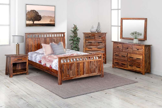 Porter Designs -  Kalispell Solid Sheesham Wood Queen Bed, Natural - 04-196-03B-2439-KIT veiw 2