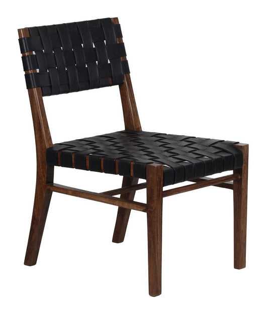 Porter Designs - Kier Genuine Leather Basket-Woven Dining Chair, Brown - 07-108-02-8742 veiw 1