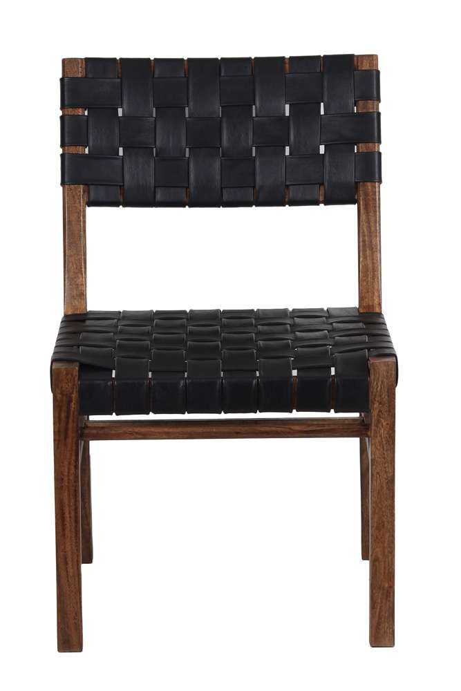 Porter Designs - Kier Genuine Leather Basket-Woven Dining Chair, Brown - 07-108-02-8742 veiw 2