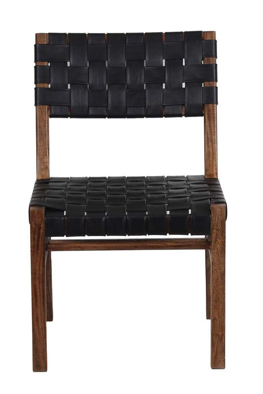 Porter Designs - Kier Genuine Leather Basket-Woven Dining Chair, Brown - 07-108-02-8742 veiw 2