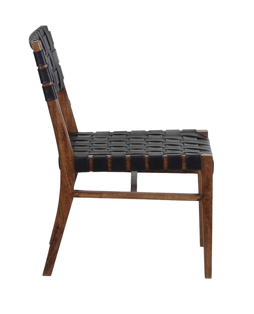 Porter Designs - Kier Genuine Leather Basket-Woven Dining Chair, Brown - 07-108-02-8742 veiw 3