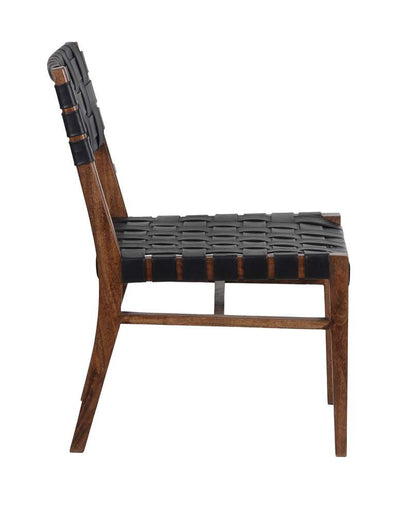 Porter Designs - Kier Genuine Leather Basket-Woven Dining Chair, Brown - 07-108-02-8742 veiw 3