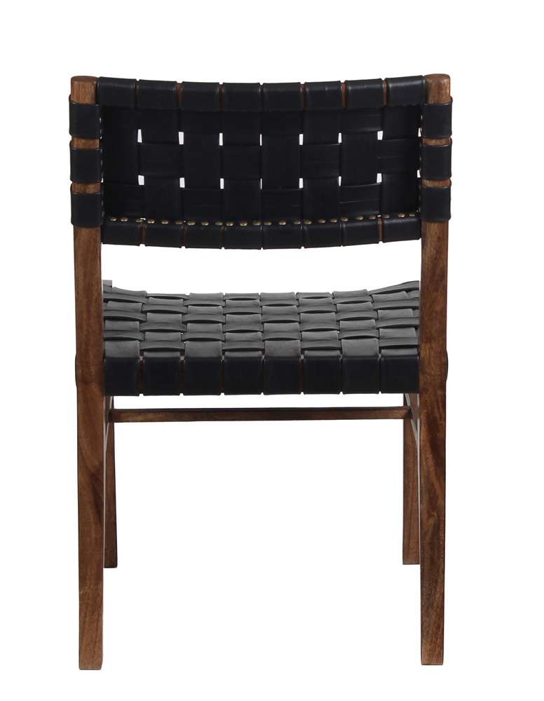 Porter Designs - Kier Genuine Leather Basket-Woven Dining Chair, Brown - 07-108-02-8742 veiw 4