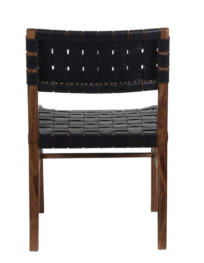 Porter Designs - Kier Genuine Leather Basket-Woven Dining Chair, Brown - 07-108-02-8742 veiw 4