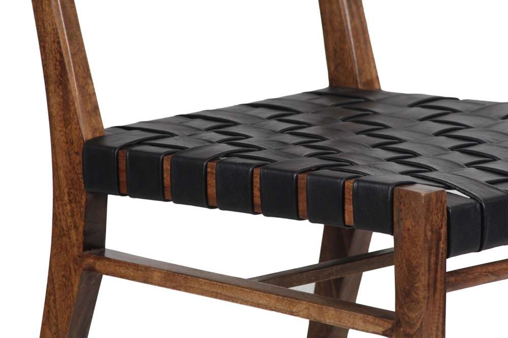 Porter Designs - Kier Genuine Leather Basket-Woven Dining Chair, Brown - 07-108-02-8742 veiw 5