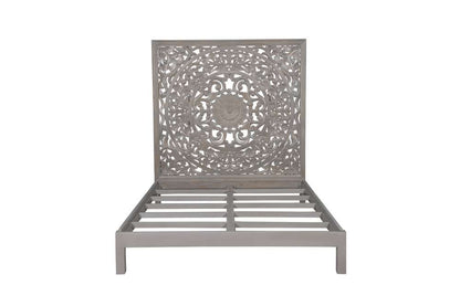 Porter Designs - Mandala Hand Carved Motif Queen Bed, Gray - 04-196-03B-BCB0-KIT veiw 2