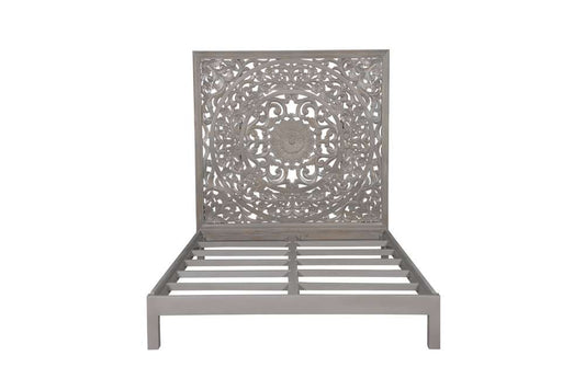 Porter Designs - Mandala Hand Carved Motif Queen Bed, Gray - 04-196-03B-BCB0-KIT veiw 2