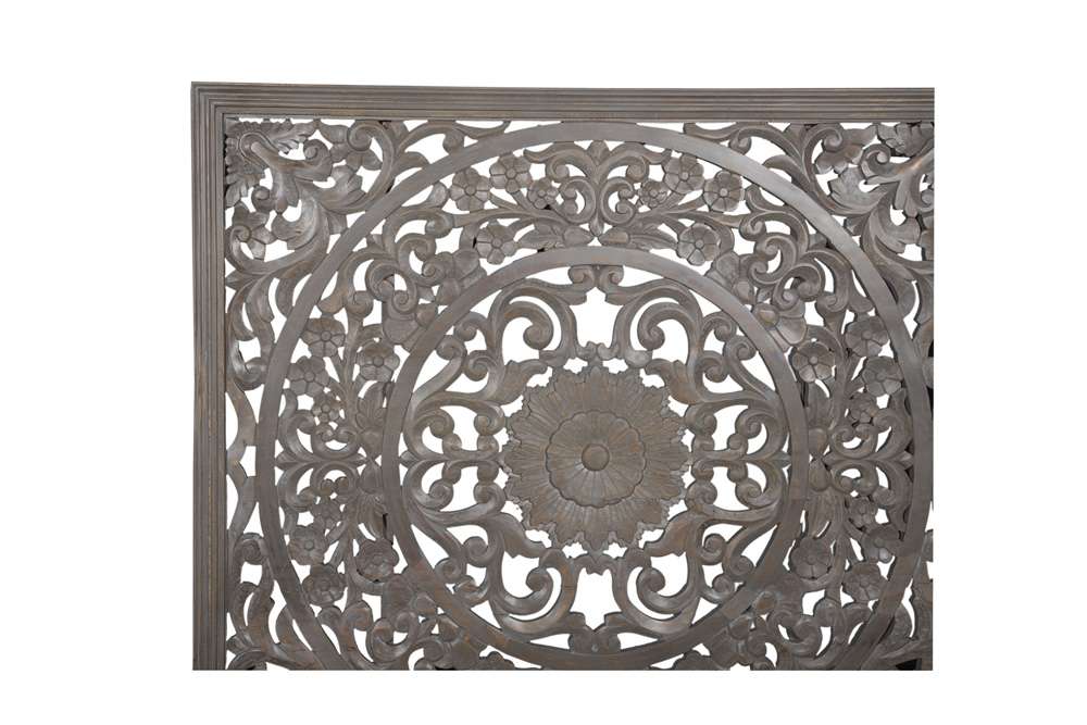 Porter Designs - Mandala Hand Carved Motif Queen Bed, Gray - 04-196-03B-BCB0-KIT veiw 7