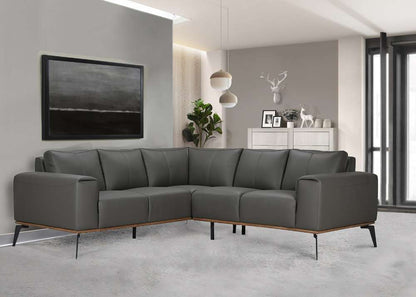 Porter Designs - Pietro Top Grain Leather Sectional, Gray - 02-204-09L-2110-KIT veiw 2