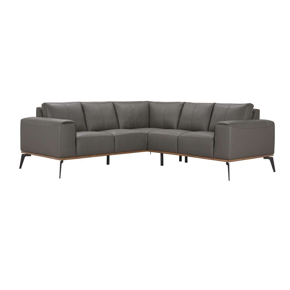 Porter Designs - Pietro Top Grain Leather Sectional, Gray - 02-204-09L-2110-KIT veiw 3