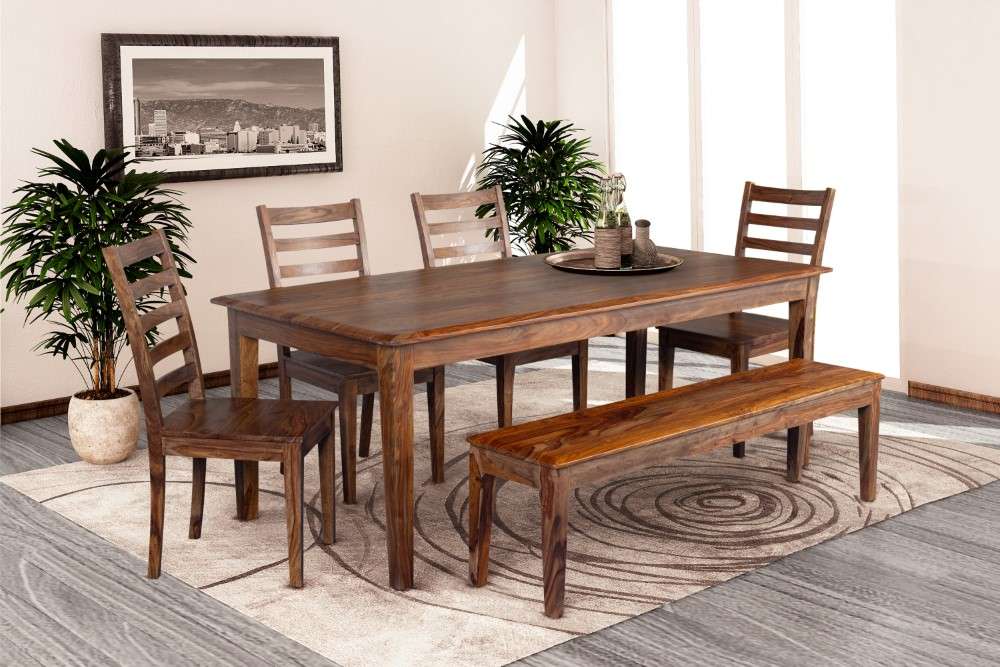 Porter Designs -  Sonora Solid Sheesham Wood Dining Table, Brown - 07-196-01-9740 veiw 4