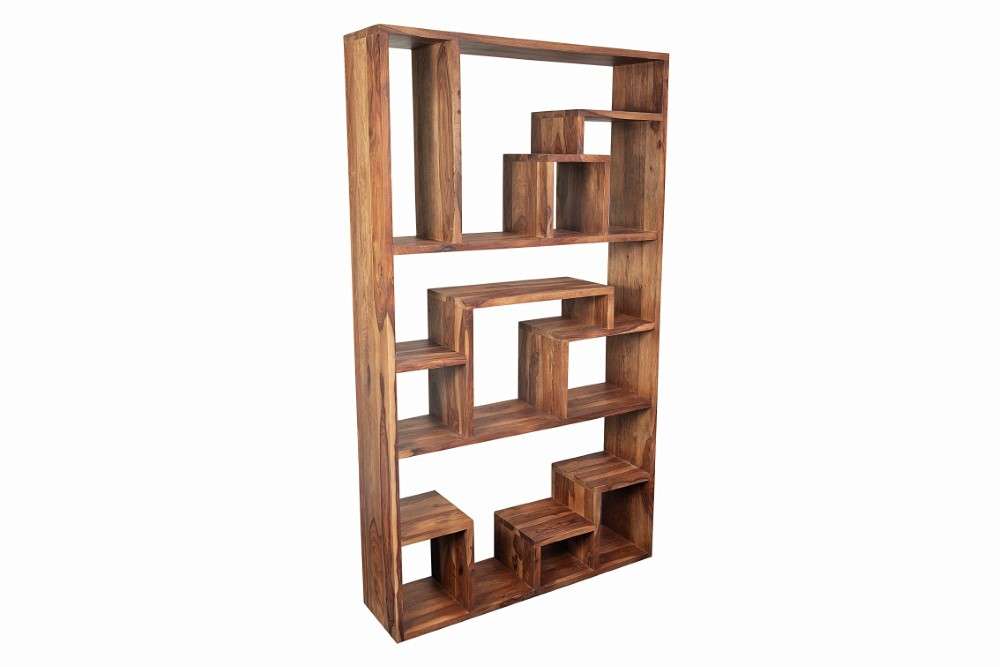 Porter Designs -  Urban Solid Sheesham Wood Asymmetric Shelves Bookcase, Natural - 10-117-01-8057 veiw 1