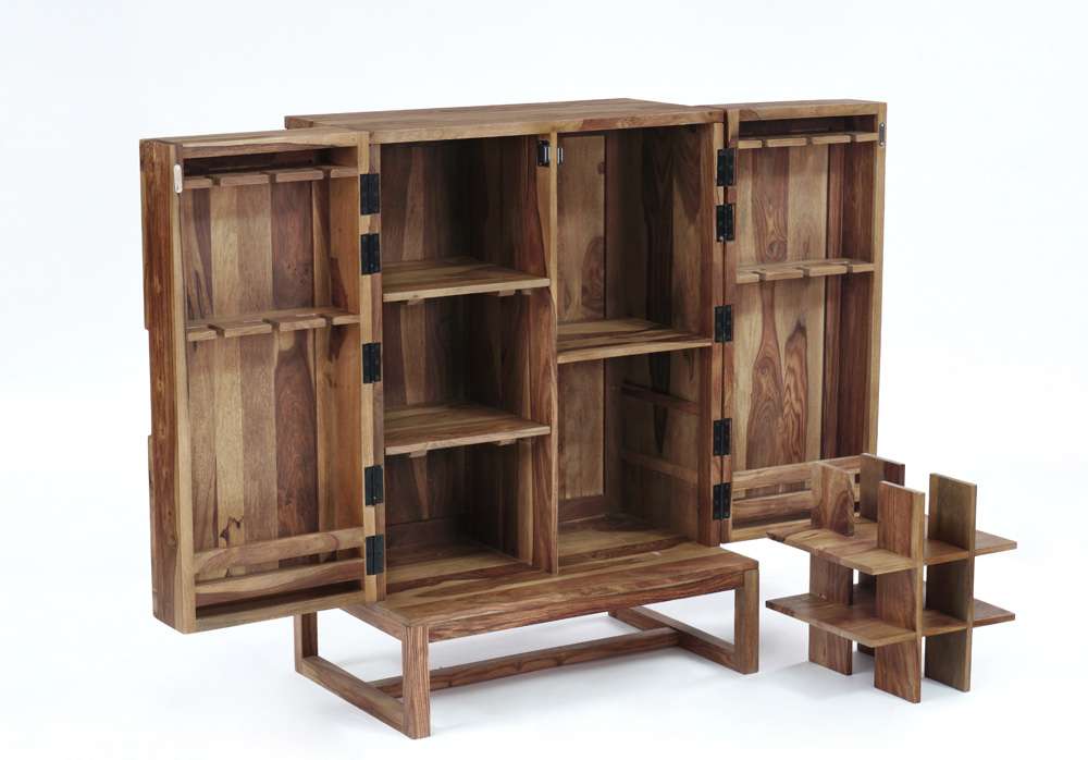 Porter Designs - Urban Solid Sheesham Wood Bar Cabinet, Natural - 07-117-30-1126 veiw 6