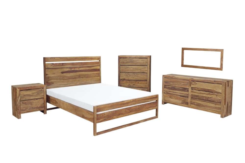 Porter Designs -  Urban Solid Sheesham Wood Queen Bed, Natural - 04-117-14-1425-KIT veiw 6