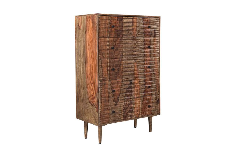 Porter Designs - Waves Solid Sheesham Wood Chest, Brown - 04-196-05-W005 veiw 1