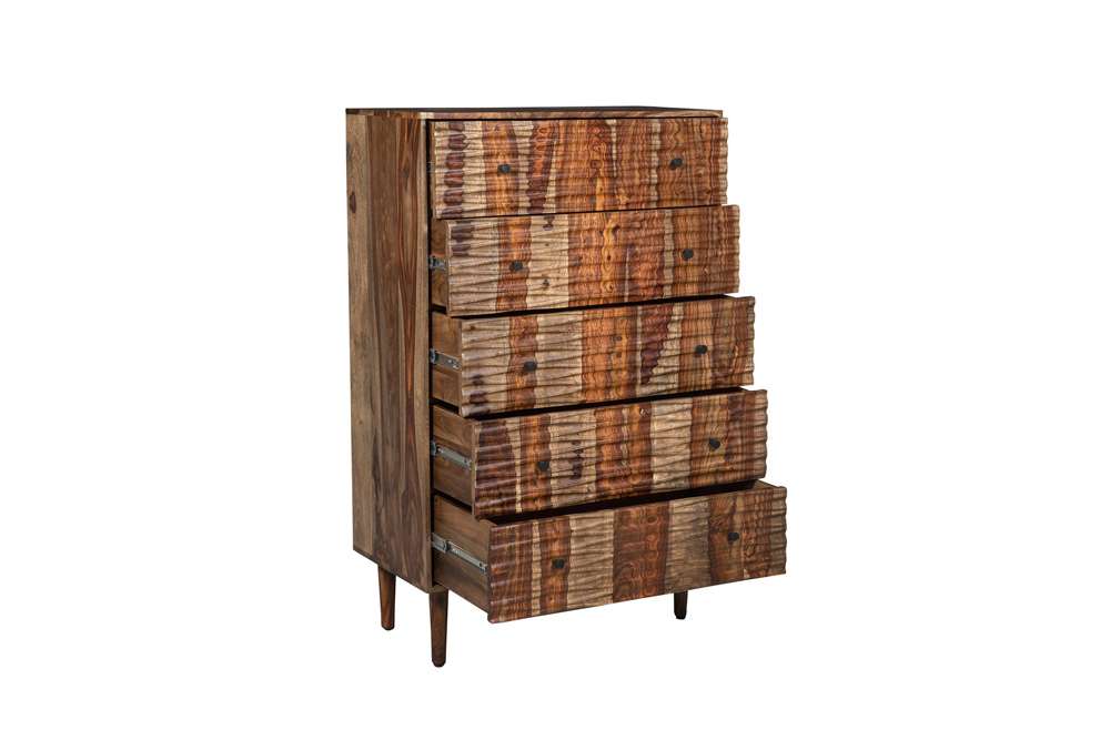 Porter Designs - Waves Solid Sheesham Wood Chest, Brown - 04-196-05-W005 veiw 6