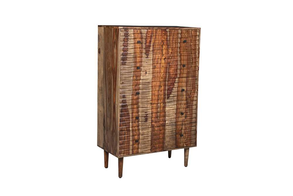 Porter Designs - Waves Solid Sheesham Wood Chest, Brown - 04-196-05-W005 veiw 7