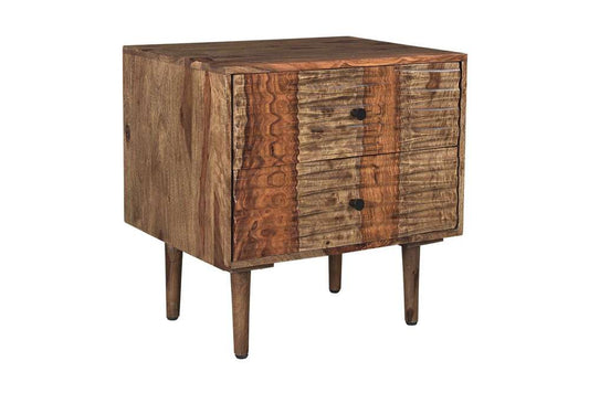 Porter Designs - Waves Solid Sheesham Wood Nightstand, Brown - 04-196-04-W003 veiw 1