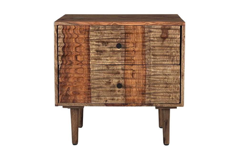 Porter Designs - Waves Solid Sheesham Wood Nightstand, Brown - 04-196-04-W003 veiw 3
