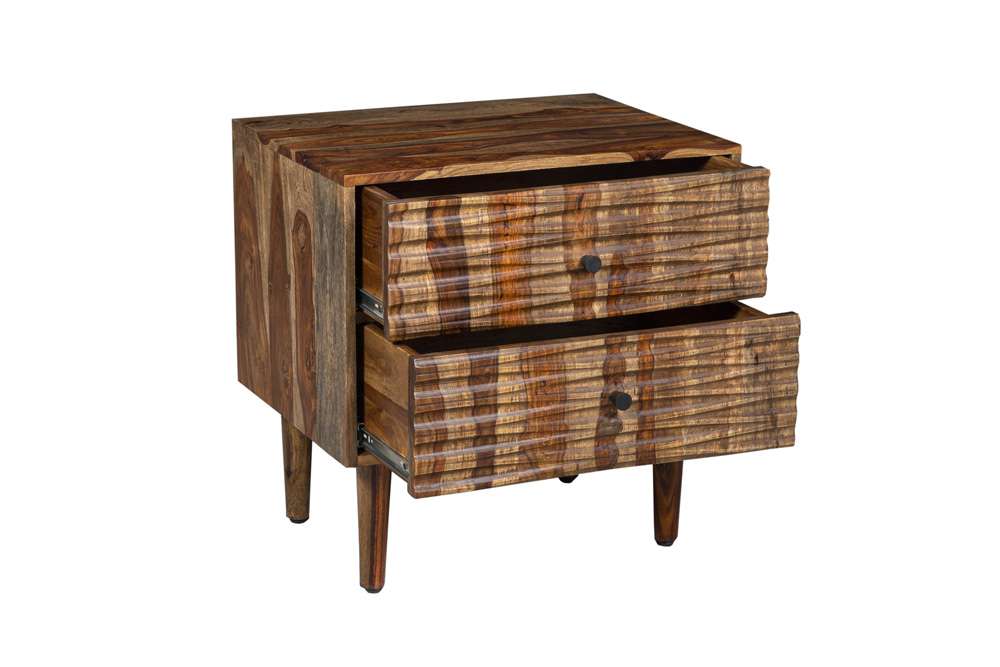 Porter Designs - Waves Solid Sheesham Wood Nightstand, Brown - 04-196-04-W003 veiw 5