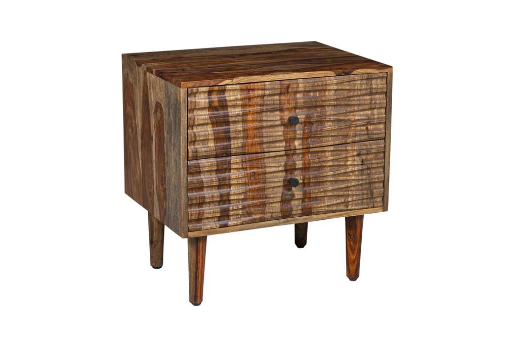 Porter Designs - Waves Solid Sheesham Wood Nightstand, Brown - 04-196-04-W003 veiw 6