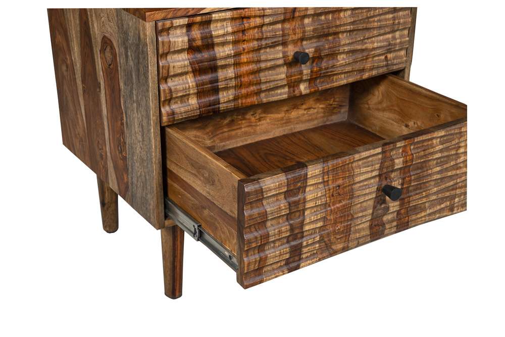 Porter Designs - Waves Solid Sheesham Wood Nightstand, Brown - 04-196-04-W003 veiw 9