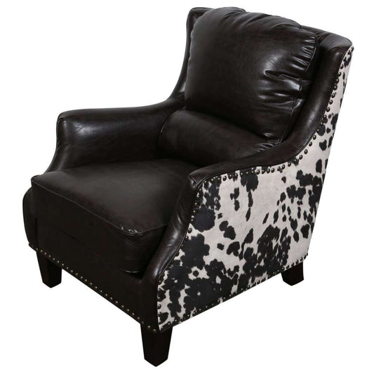 Porter Designs -  Wrangler Leather-look & Cow Pattern Accent Chair, Brown - 01-201-03-0555 veiw 1