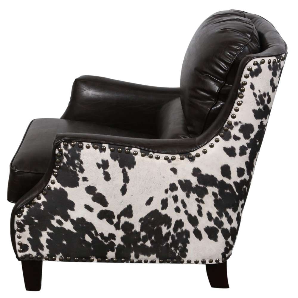 Porter Designs -  Wrangler Leather-look & Cow Pattern Accent Chair, Brown - 01-201-03-0555 veiw 3