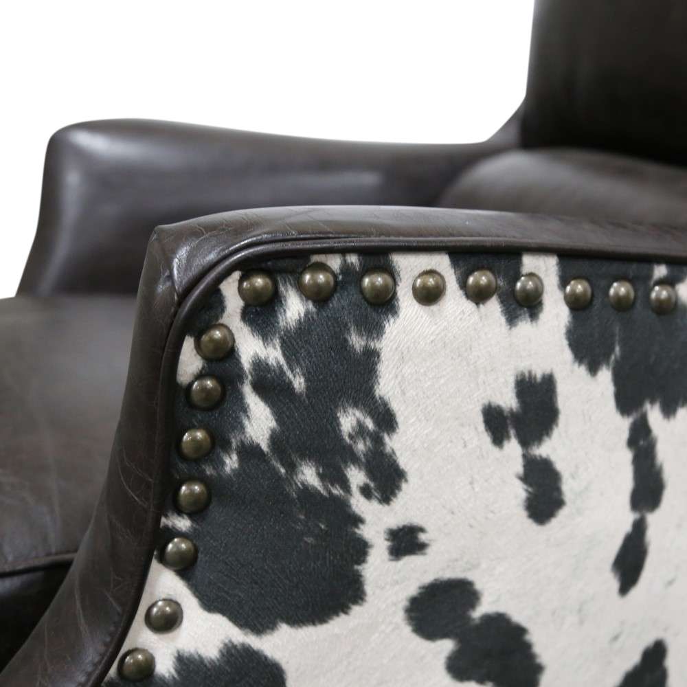 Porter Designs -  Wrangler Leather-look & Cow Pattern Accent Chair, Brown - 01-201-03-0555 veiw 4