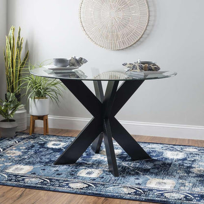 Powell Company - Adler X Base Dining Table With Glass Black - D1382D20DTB veiw 5