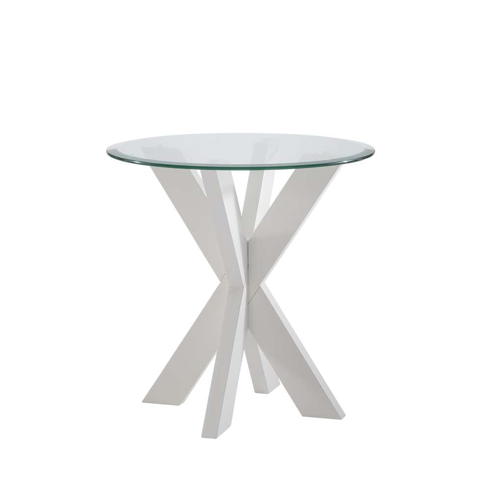 Powell Company - Adler X Base Side Table With Glass White - D1345A20ETW veiw 1