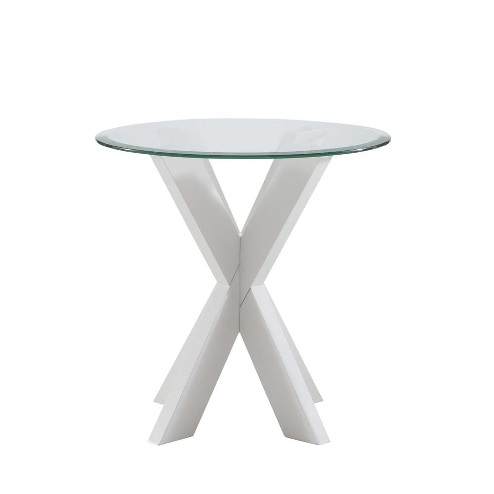 Powell Company - Adler X Base Side Table With Glass White - D1345A20ETW veiw 2