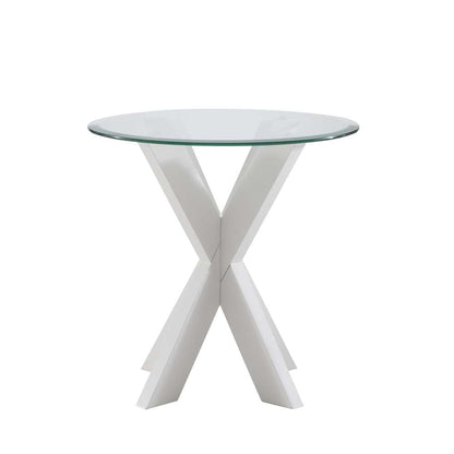 Powell Company - Adler X Base Side Table With Glass White - D1345A20ETW veiw 2