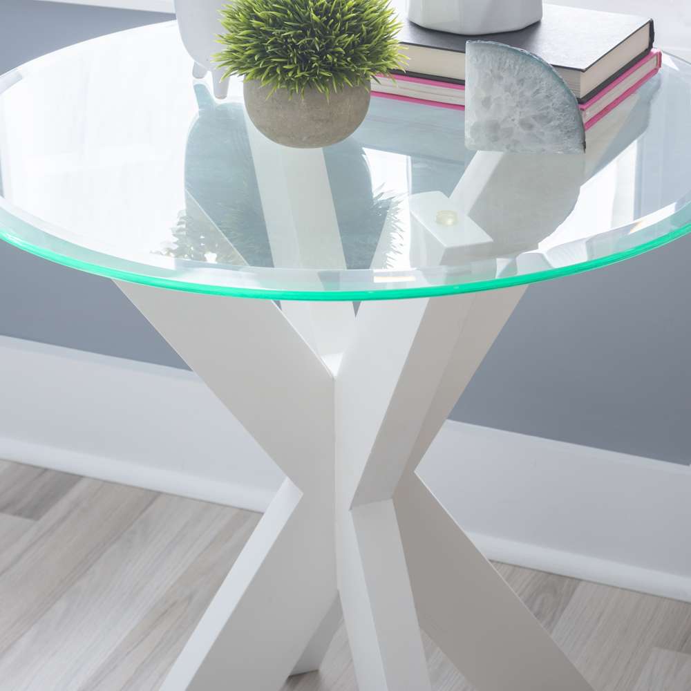 Powell Company - Adler X Base Side Table With Glass White - D1345A20ETW veiw 6