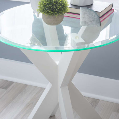 Powell Company - Adler X Base Side Table With Glass White - D1345A20ETW veiw 6